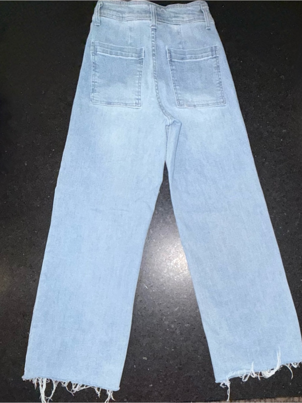 UEC Oat New York Light Blue High Rise Wide-Leg Raw Hem Denim Jeans SZ 2/26x30”